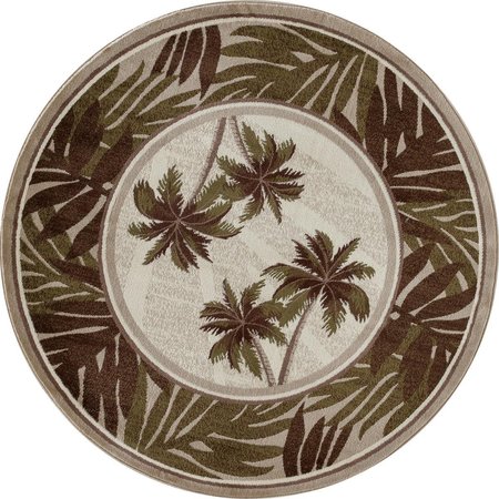 ART CARPET Art Carpet 841864131369 5 ft. Palm Coast Collection Frond Woven Round Area Rug; Beige 841864131369